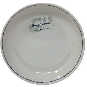 Tommy Bahama Melamine White Blue Dot Rim Salad Pasta Soup Round Bowls Set of 4